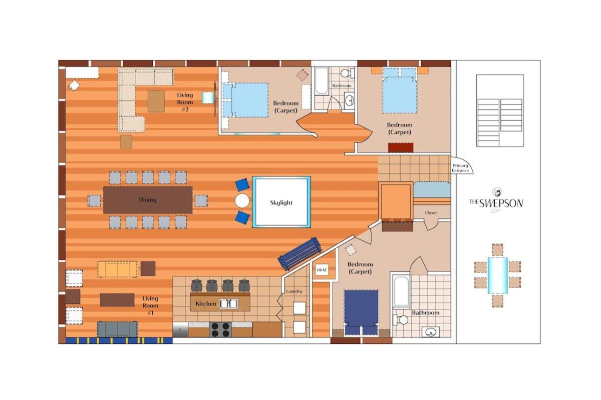 King Penthouse Sleep8 4bed 3br 2ba Swepson Loft